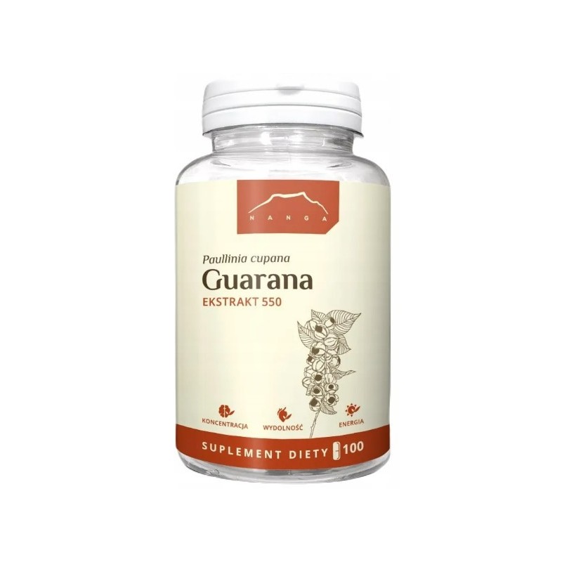 Nanga GUARANA 22% 550mg ekstrakt 100 kapsułek wsparcie