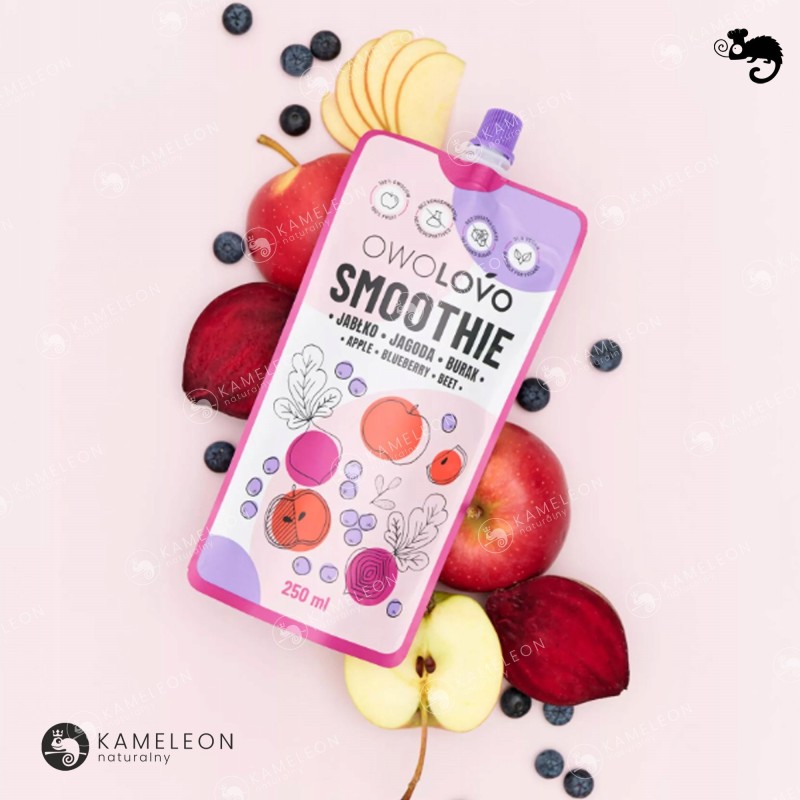 OWOLOVO SMOOTHIE mus owocowy bez cukru JABŁKO JAGODA BURAK