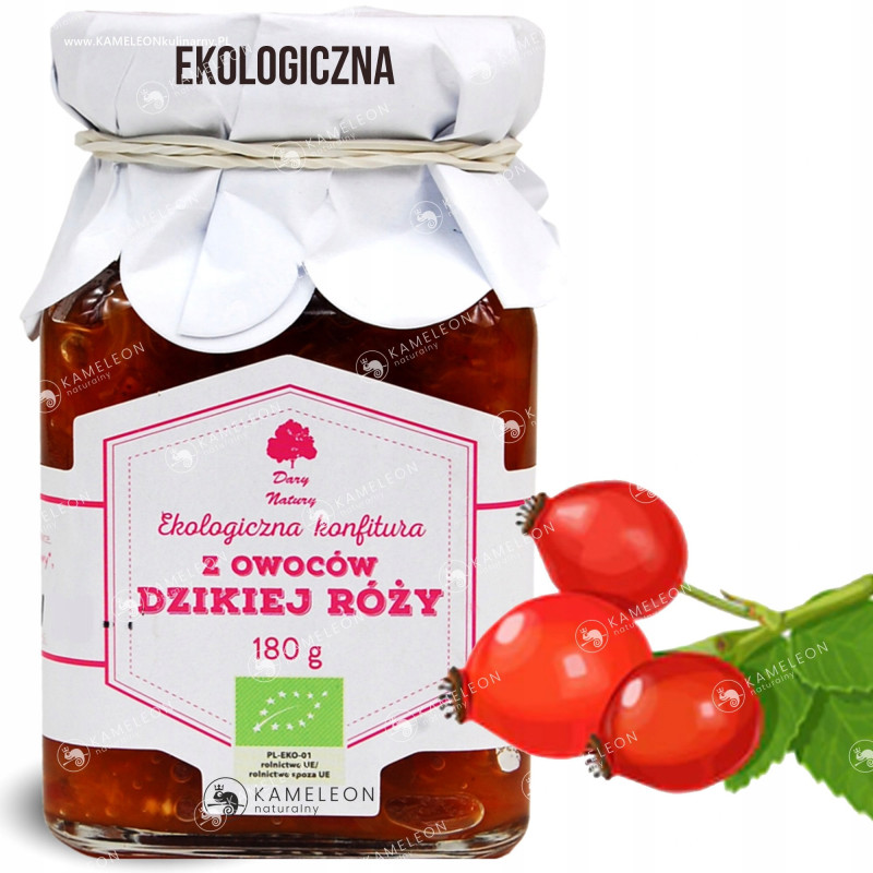 KONFITURA Z OWOCÓW DZIKIEJ RÓŻY dzika róża owoce dżem 180g DARY NATURY