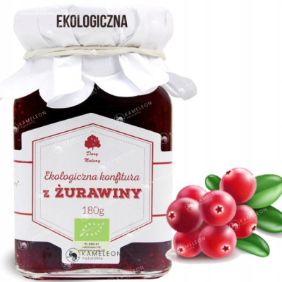 KONFITURA Z ŻURAWINY ŻURAWINOWA ekologiczna dżem marmolada 180g DARY NATURY