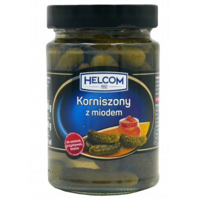 OGÓRKI KORNISZONY Z MIODEM oryginalne i wyjątkowe 327ml słoik HELCOM