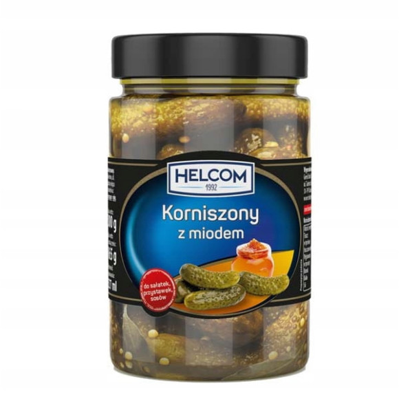 OGÓRKI KORNISZONY Z MIODEM oryginalne i wyjątkowe 327ml słoik HELCOM OGÓRKI KORNISZONY Z MIODEM oryginalne i wyjątkowe 327ml słoik HELCOM