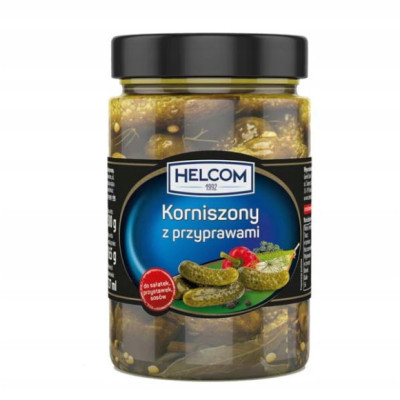 OGÓRKI KORNISZONY Z PRZYPRAWAMI 327ml słoik HELCOM