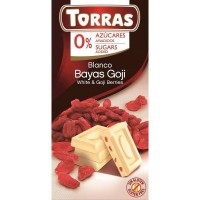 CZEKOLADA BIAŁA Z JAGODAMI GOJI bez CUKRU GLUTENU 75g TORRAS