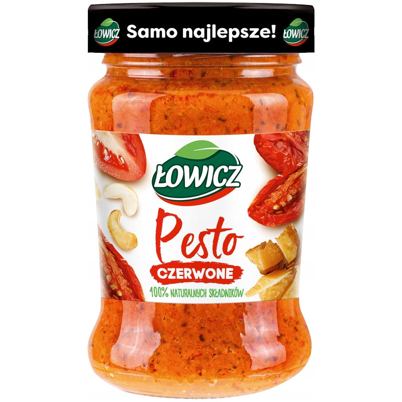PESTO CZERWONE SOS Z ORZECHAMI NERKOWCA I WŁOSKIMI SERAMI 180g ŁOWICZ