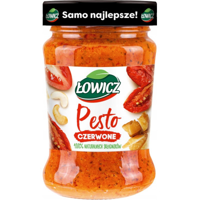 PESTO CZERWONE SOS Z ORZECHAMI NERKOWCA I WŁOSKIMI SERAMI 180g ŁOWICZ