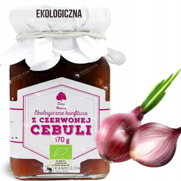 KONFITURA Z CZERWONEJ CEBULI DO MIĘS PASZTETÓW DAŃ eko 170g DARY NATURY KONFITURA Z CZERWONEJ CEBULI DO MIĘS PASZTETÓW DAŃ eko 170g DARY NATURY