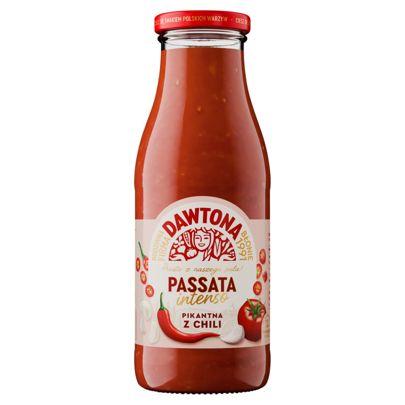 PASSATA PIKANTNA Z CHILI POMIDORY Papryka Czosnek ChilliCebula 500g DAWTONA