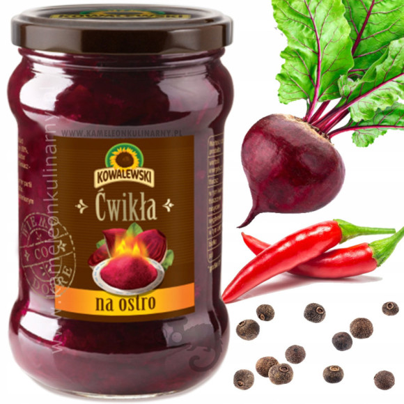 ĆWIKŁA NA OSTRO Buraki Buraczki Z PIEPRZEM I CHILI słoik 315ml KOWALEWSKI