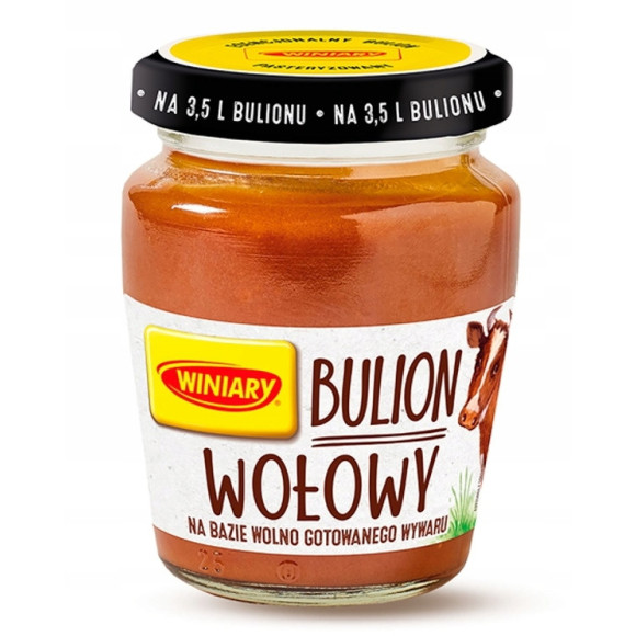 BULION WOŁOWY W PŁYNIE n bazie wolno gotowanego wywaru 160g na 3,5L WINIARY BULION WOŁOWY W PŁYNIE n bazie wolno gotowanego wywaru 160g na 3,5L WINIARY