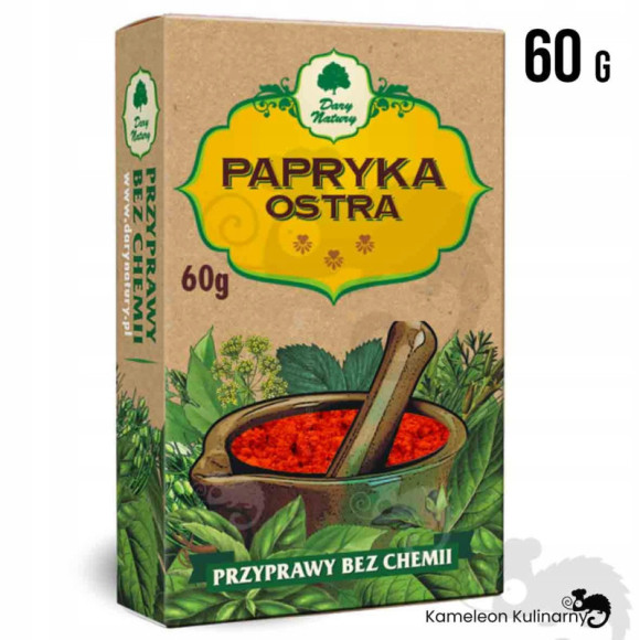 PAPRYKA OSTRA przyprawa bez chemii 60g DARY NATURY PAPRYKA OSTRA przyprawa bez chemii 60g DARY NATURY