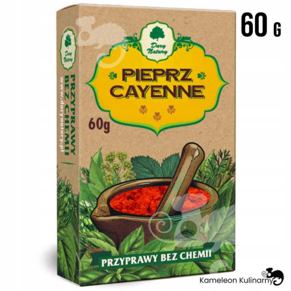PIEPRZ CAYENNE 100% ostry mielony przyprawa bez chemii 60g DARY NATURY PIEPRZ CAYENNE 100% ostry mielony przyprawa bez chemii 60g DARY NATURY