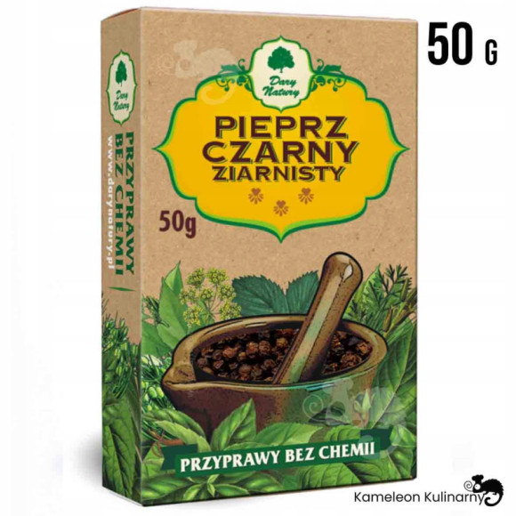PIEPRZ CZARNY 100% ZIARNO --- ziarnisty --- w ziarnie ---- 50g DARY NATURY PIEPRZ CZARNY 100% ZIARNO --- ziarnisty --- w ziarnie ---- 50g DARY NATURY