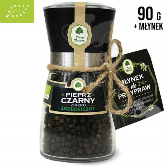 PIEPRZ CZARNY ziarno ziarnisty EKOLOGICZNY 90g + MŁYNEK w młynku DARYNATURY PIEPRZ CZARNY ziarno ziarnisty EKOLOGICZNY 90g + MŁYNEK w młynku DARYNATURY