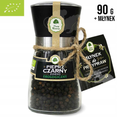 PIEPRZ CZARNY ziarno ziarnisty EKOLOGICZNY 90g + MŁYNEK w młynku DARYNATURY