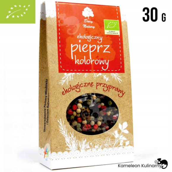 PIEPRZ KOLOROWY ZIARNO W ZIARNIE ziarnisty ekologiczny EKO 30g DARY NATURY PIEPRZ KOLOROWY ZIARNO W ZIARNIE ziarnisty ekologiczny EKO 30g DARY NATURY