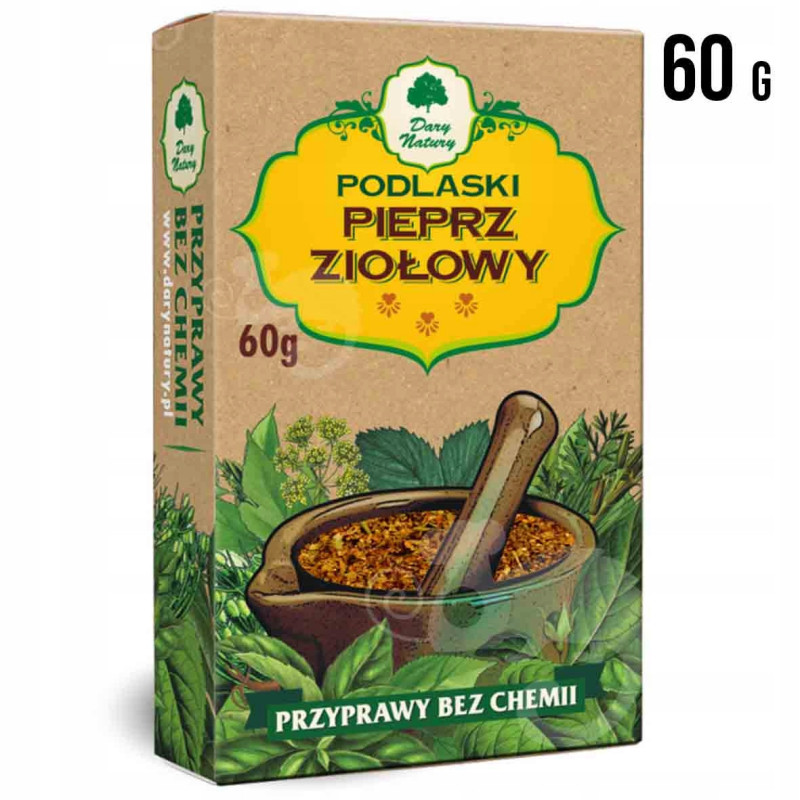 PIEPRZ ZIOŁOWY mieszanka ZIÓŁ I PRZYPRAW do dań potraw 60g DARY NATURY