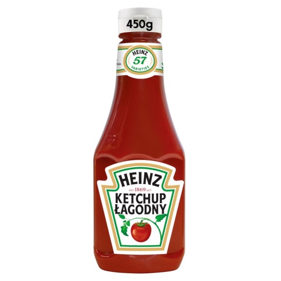HEINZ KETCHUP ORGINALNY POMIDOROWY ŁAGODNY 450G BUTELKA