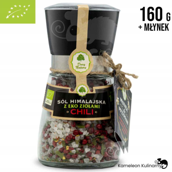 SÓL HIMALAJSKA CHILI z ziołami EKO BIO 160g + MŁYNEK Z MŁYNKIEM DARY NATURY SÓL HIMALAJSKA CHILI z ziołami EKO BIO 160g + MŁYNEK Z MŁYNKIEM DARY NATURY