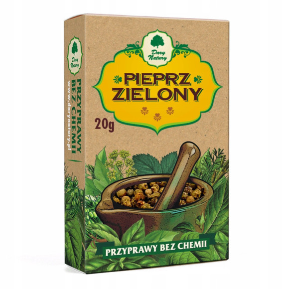 PIEPRZ ZIELONY ZIARNISTY w ziarnie przyprawy bez chemii 20g DARY NATURY PIEPRZ ZIELONY ZIARNISTY w ziarnie przyprawy bez chemii 20g DARY NATURY