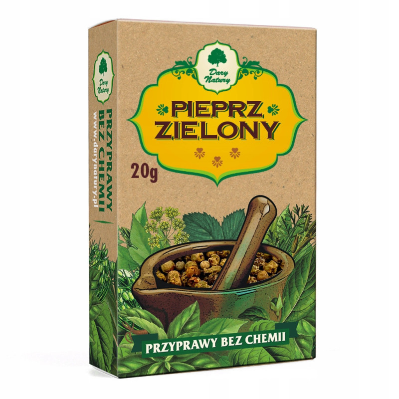 PIEPRZ ZIELONY ZIARNISTY w ziarnie przyprawy bez chemii 20g DARY NATURY