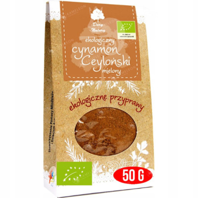 CYNAMON CEYLOŃSKI CEJLOŃSKI mielony EKOLOGICZNY EKO bio 50g DARY NATURY