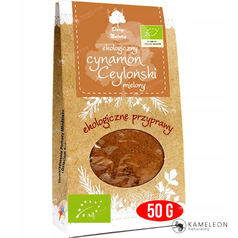 CYNAMON CEYLOŃSKI CEJLOŃSKI mielony EKOLOGICZNY EKO bio 50g DARY NATURY