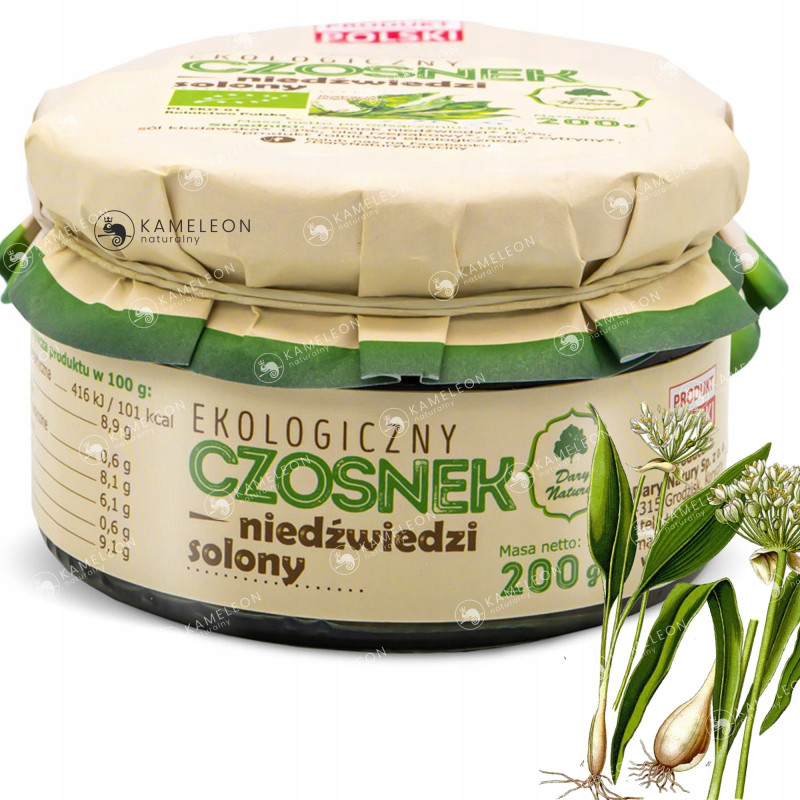 CZOSNEK NIEDŹWIEDZI SOLONY ekologiczny eko 200g 0,2KG DARY NATURY słoik