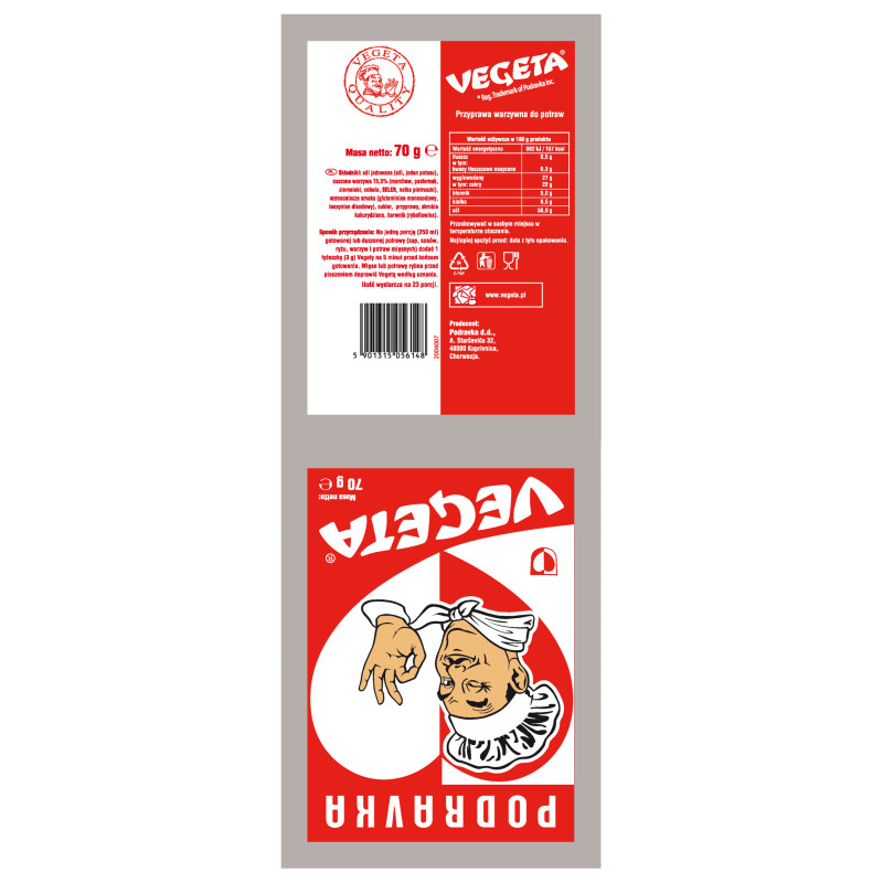 WEGETA CZERWONA vegeta PRZYPRAWA WARZYWNA DO POTRAW ZUP DAŃ 70g PODRAVKA