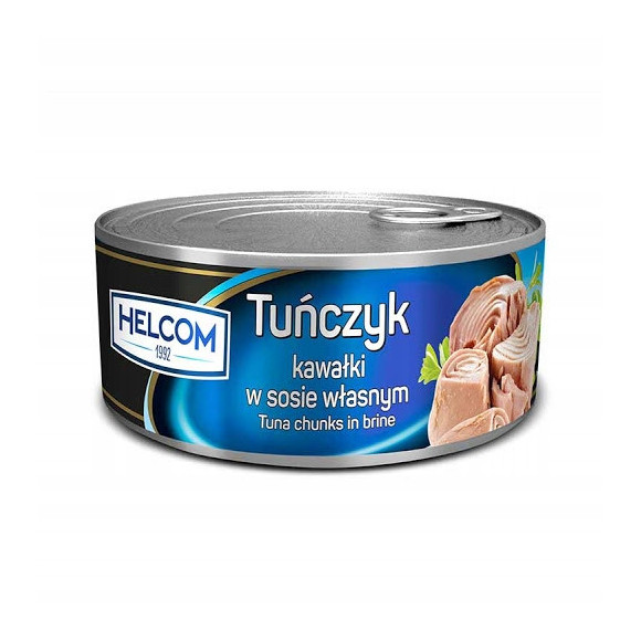 TUŃCZYK KAWAŁKI W ZALEWIE z olejem roślinnym PUSZKA w puszcze 170g Helcom