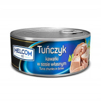 TUŃCZYK KAWAŁKI W ZALEWIE z olejem roślinnym PUSZKA w puszcze 170g Helcom