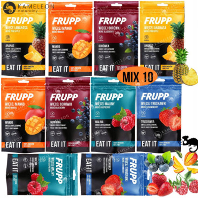 10x FRUPP OWOCE LIOFILIZOWANE TRUSKAWKA MALINA BORÓWKA ANANAS MANGO Celiko
