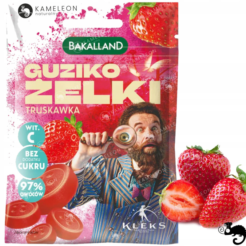 7x ŻELKI GUZIKOŻELKI bez cukru MIX smaków MALINA TRUSKA BANAN MANGO CYTRYNA
