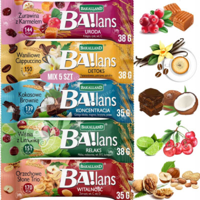 BAKALLAND BA!LANS BATON ZBOŻOWY mix smaków 5szt.