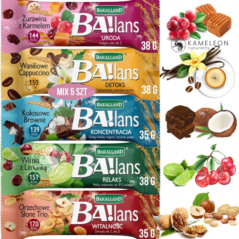 BAKALLAND BA!LANS BATON ZBOŻOWY mix smaków 5szt.