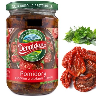 DEVALDANO - POMIDORY SUSZONE Z ZIOŁAMI W OLEJU 270G słoik