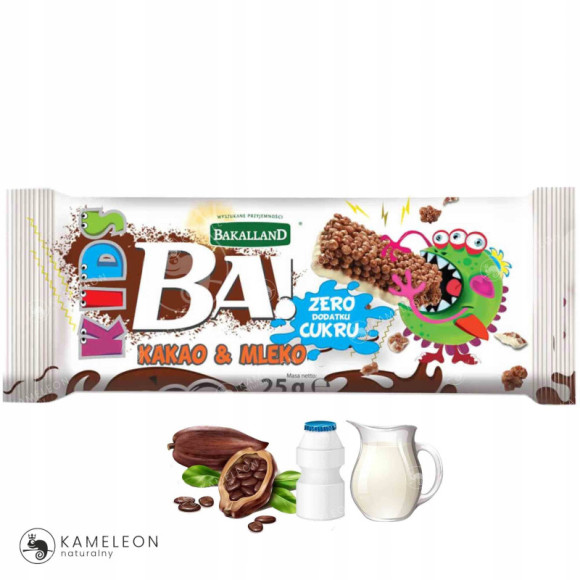 BAKALLAND BATON BA! KIDS kakao i mleko 25g 1szt.