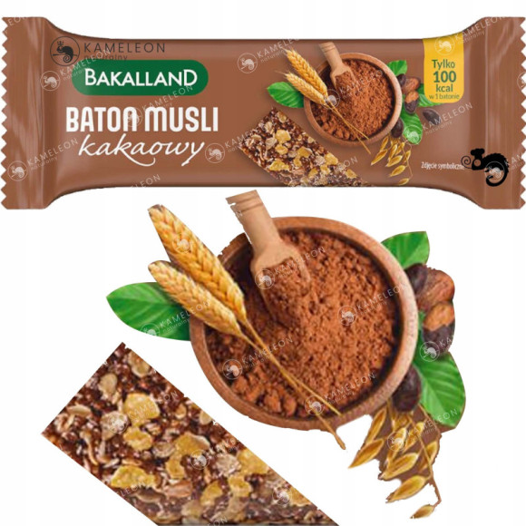 Bakalland BATON Zbożowy MUSLI KAKAOWY 100kcal 30G x25 750g aż 0,75KG Bakalland BATON Zbożowy MUSLI KAKAOWY 100kcal 30G x25 750g aż 0,75KG