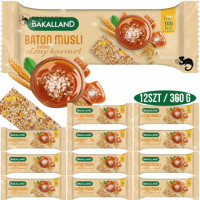 Bakalland BATON Zbożowy MUSLI o smaku SŁONY KARMEL 30g x12 360g 0,36KG