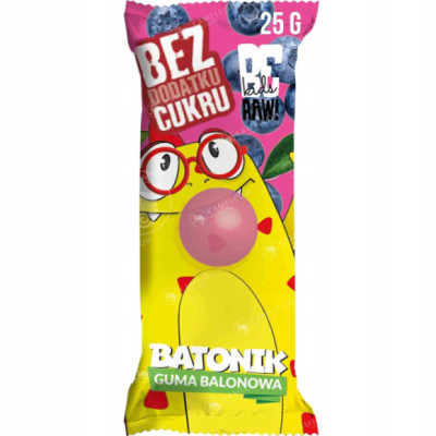 Bakalland BE RAW KIDS BATON BATONIK dla dzieci GUMA BALONOWA 25g bez cukru