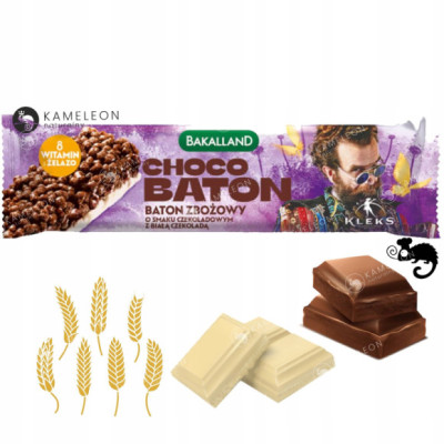 BAKALLAND CHOCO BATON ZBOŻOWY Czekoladowy z Białą Czekoladą PAN KLEKS 25G
