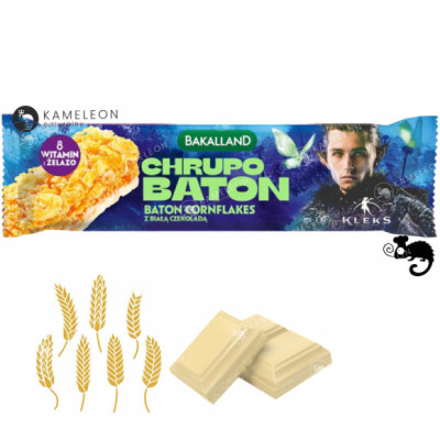 BAKALLAND CHRUPO BATON ZBOŻOWY CORNFLAKES Z BIAŁĄ CZEKOLADĄ Pan Kleks 25G