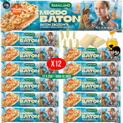 BAKALLAND MIODO BATON ZBOŻOWY miód biała czekolada PAN KLEKS 25G x12 0,3KG