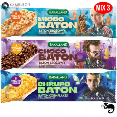 BAKALLAND MIODO CHRUPO I CHOCO BATON ZBOŻOWY Akademia Pana Kleksa mix 3 szt