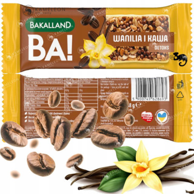 BATON Ba! DETOKS wanilia & kawa 38g BAKALLAND Zdrowy Zbożowy Baton
