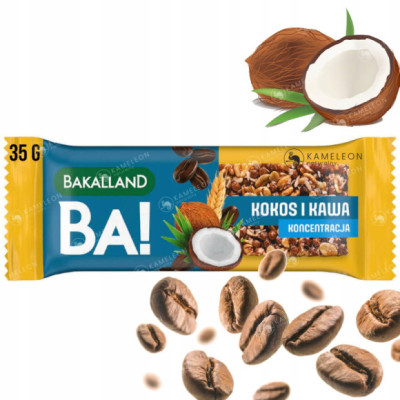 BATON BA! KONCENTRACJA KOKOS & KAWA 35g BAKALLAND Kokosowy Kawowy Zbożowy