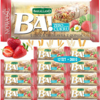 BATON BA! TRUSKAWKA & QUINOA 12 sztuk 360g BAKALLAND zawiera inulinę
