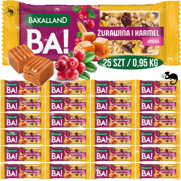 BATON BA! URODA żurawina karmel biała czekolada 25x38g 950g BAKALLAND BATON BA! URODA żurawina karmel biała czekolada 25x38g 950g BAKALLAND