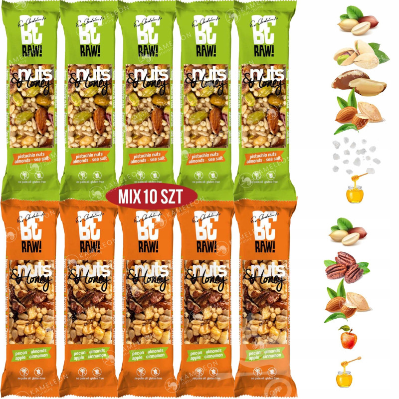 BATON BERAW NUTS & HONEY 30g x10 0,3KG MIX orzechowy PISTACJE x5 PEKAN x5