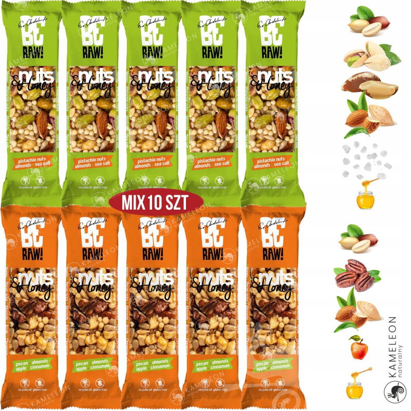 BATON BERAW NUTS & HONEY 30g x10 0,3KG MIX orzechowy PISTACJE x5 PEKAN x5